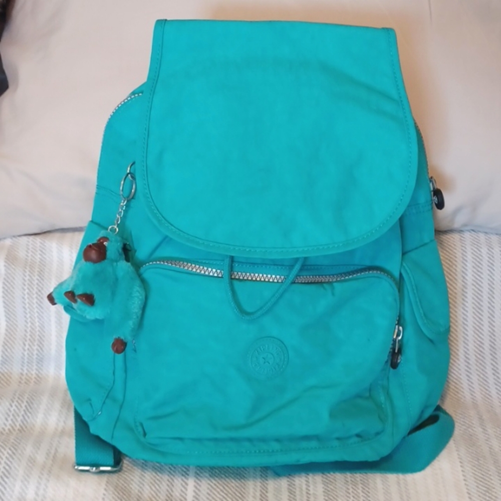 EUC Kipling Seoul Teal Green City Pack Backpack